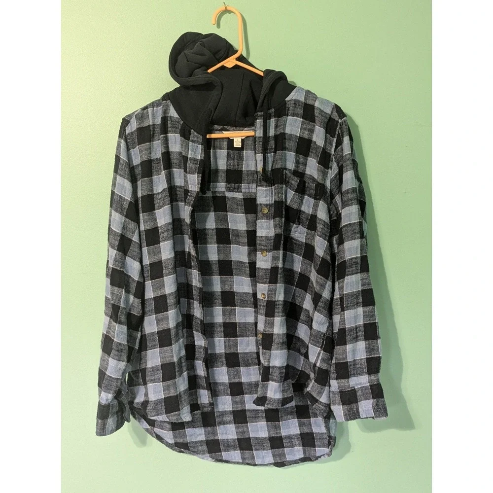 Women's time and tru black and blue flannel large - Picture 2 of 9